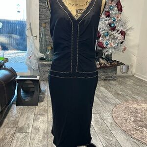 ECI Black Dress with Gold Stitching